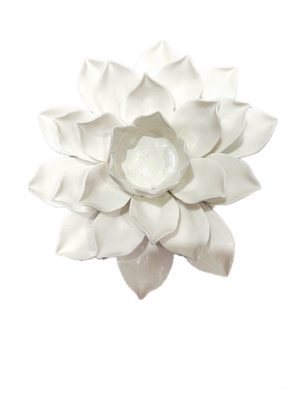 White Lotus Ceramic Candle Holder
